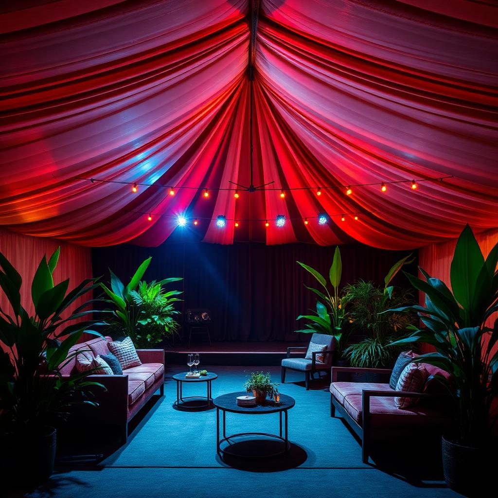 Inevent galleri — tält, scen, ljus och inredning